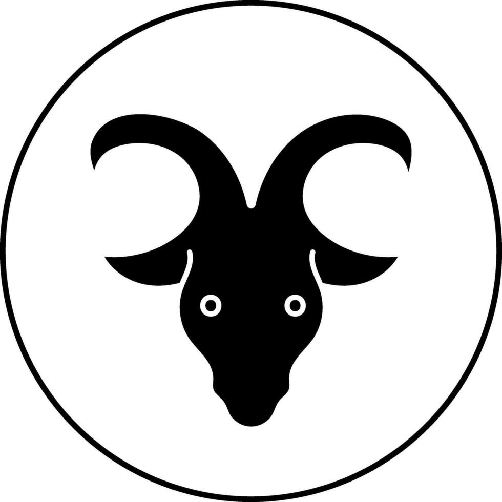 Capricorn Horoscope Icon on Round Shape. vector