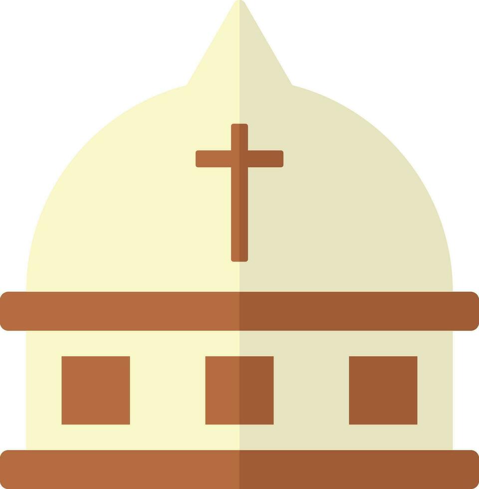 Church building icon in yellow and brown color. vector