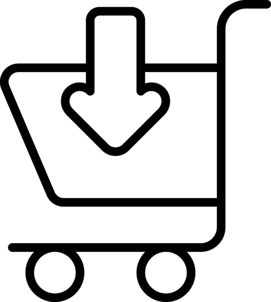 Add To Cart Icon in Black Thin Line Art. vector