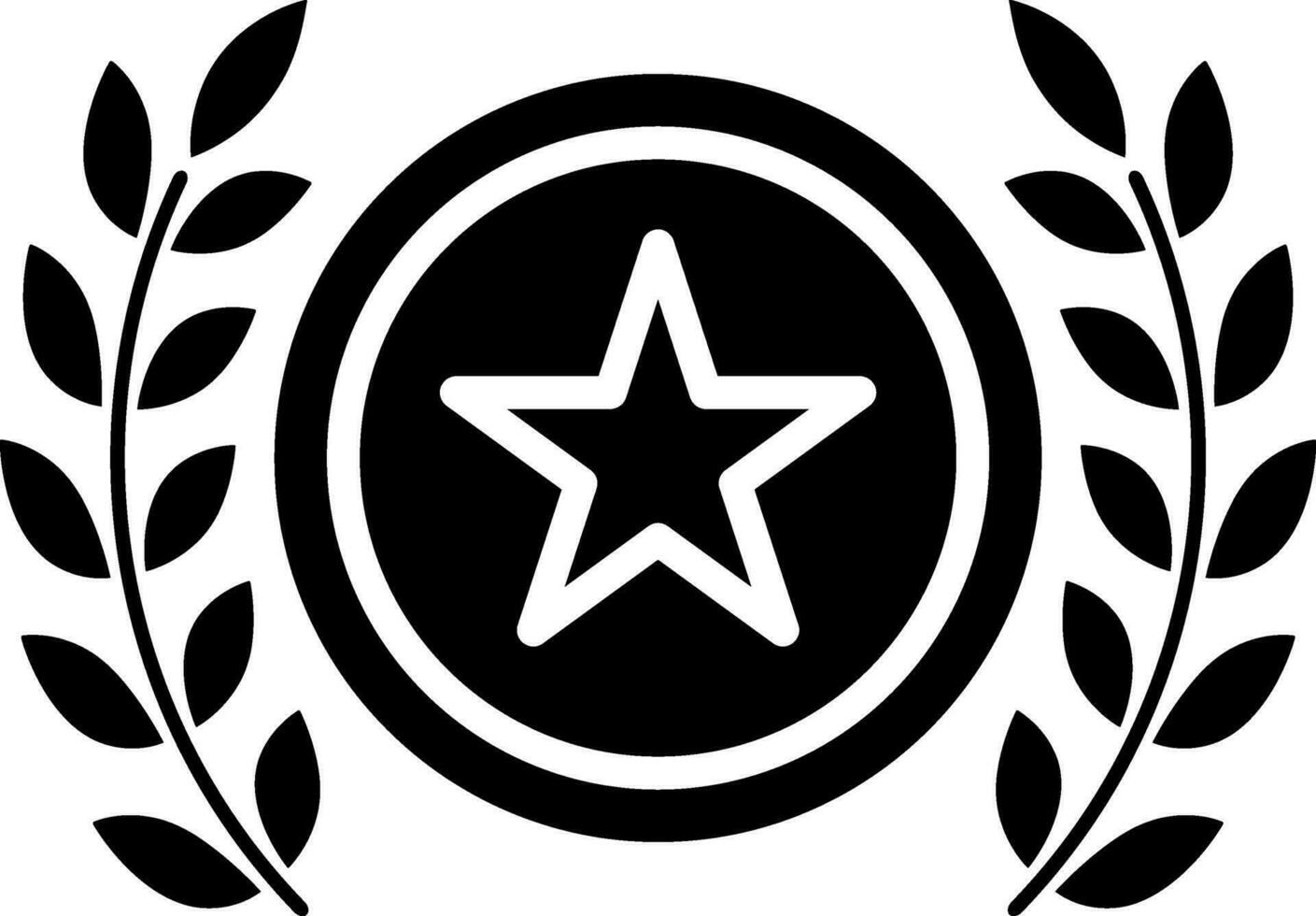 Star with laurel wreath or award glyph icon. vector