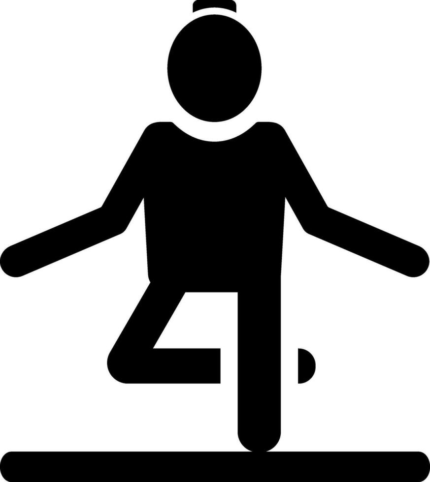 Man performing yoga in standing pose. Glyph icon or symbol. vector