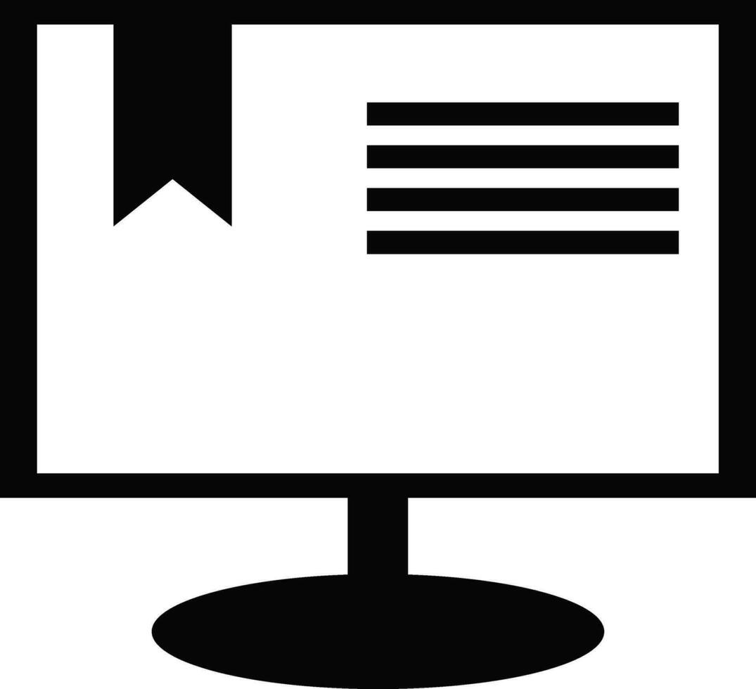 Illustration of award certificate on screen in glyph style. vector