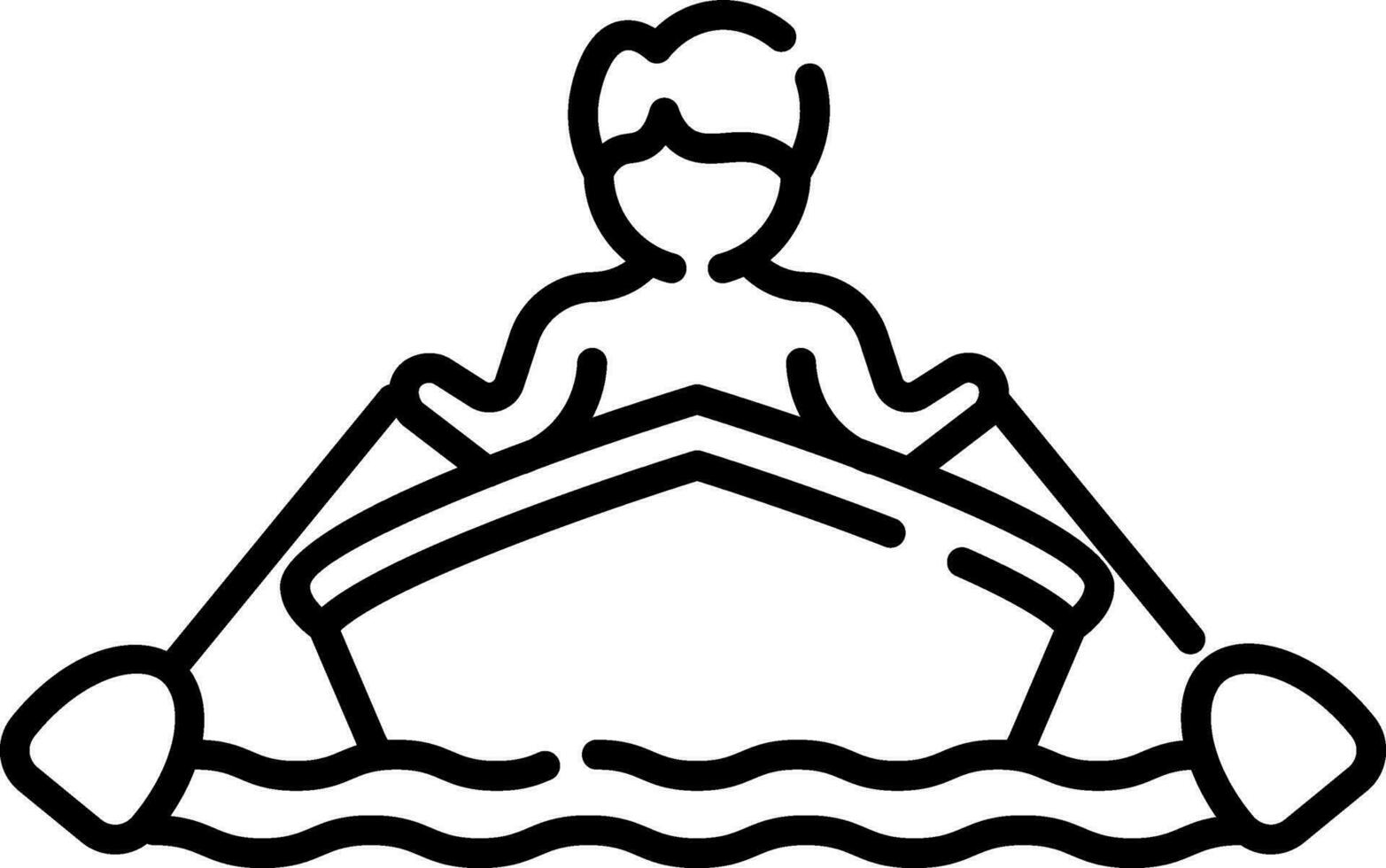 canotaje o kayac icono en negro línea Arte. vector