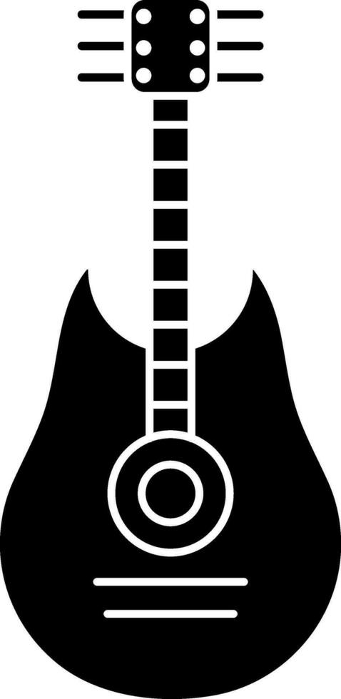 Flat style guitar icon in Black and White color. vector