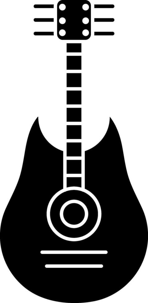 Flat style guitar icon in Black and White color. vector