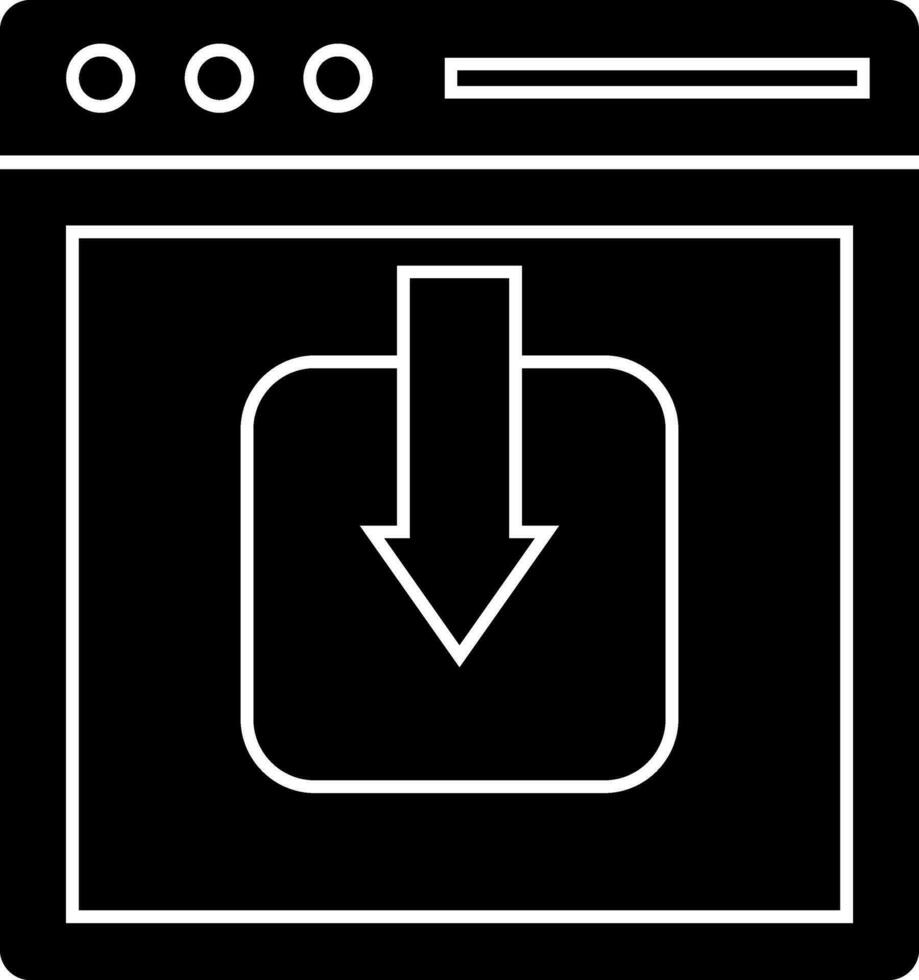 Document download icon or symbol in Black and White color. vector
