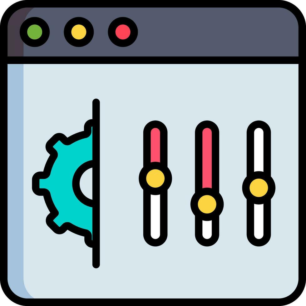 Vector illustration of Setting or Slider tools on web page icon.
