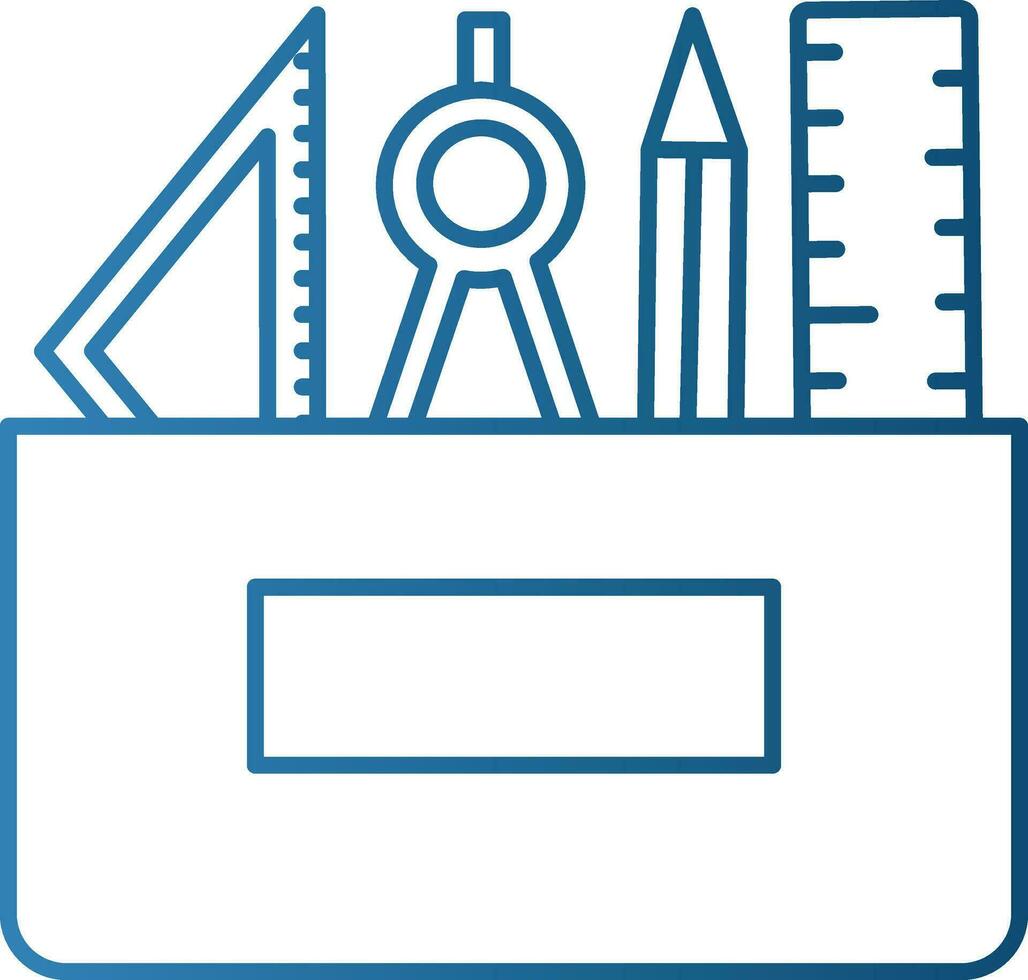 Illustration of Mathematical Tool Box Icon In Thin Line Art. vector