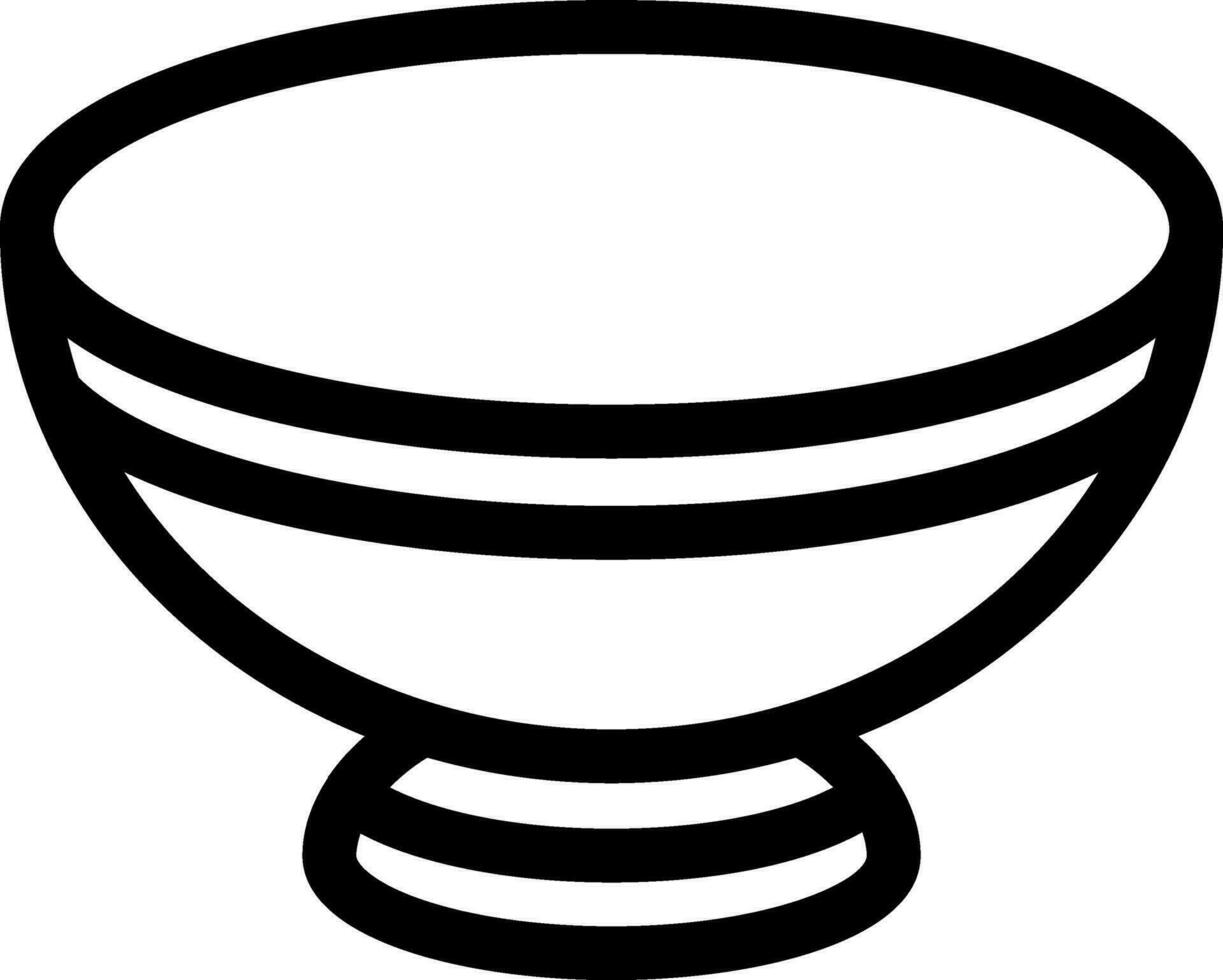 Flat style bowl icon in black line art. vector