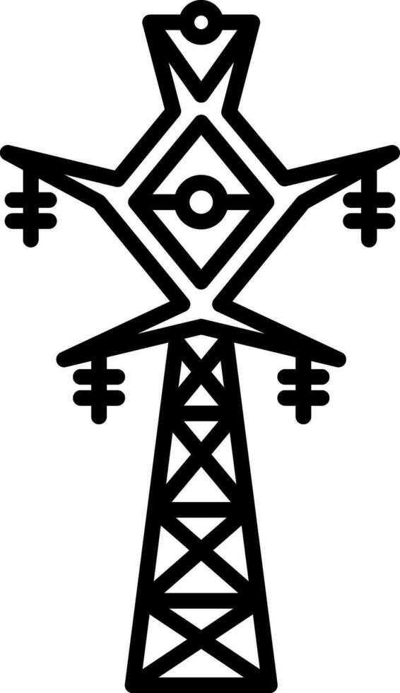 Electricity tower icon in thin line art. vector