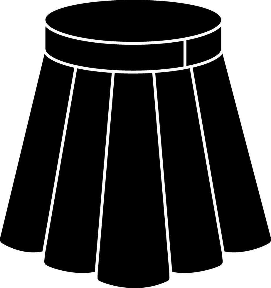 Illustration Of Skirt Icon Or Symbol In black and white Color. vector