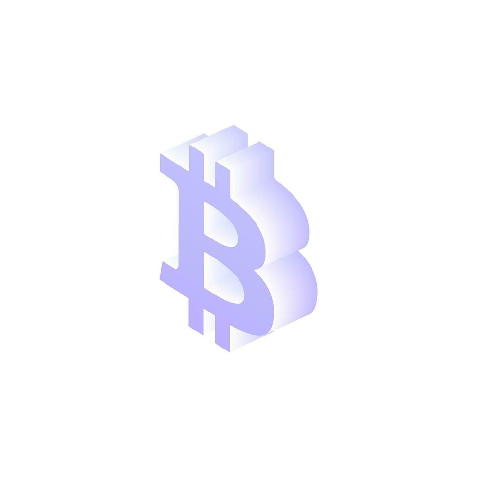 3d isometric bitcoin symbol in purple color. vector
