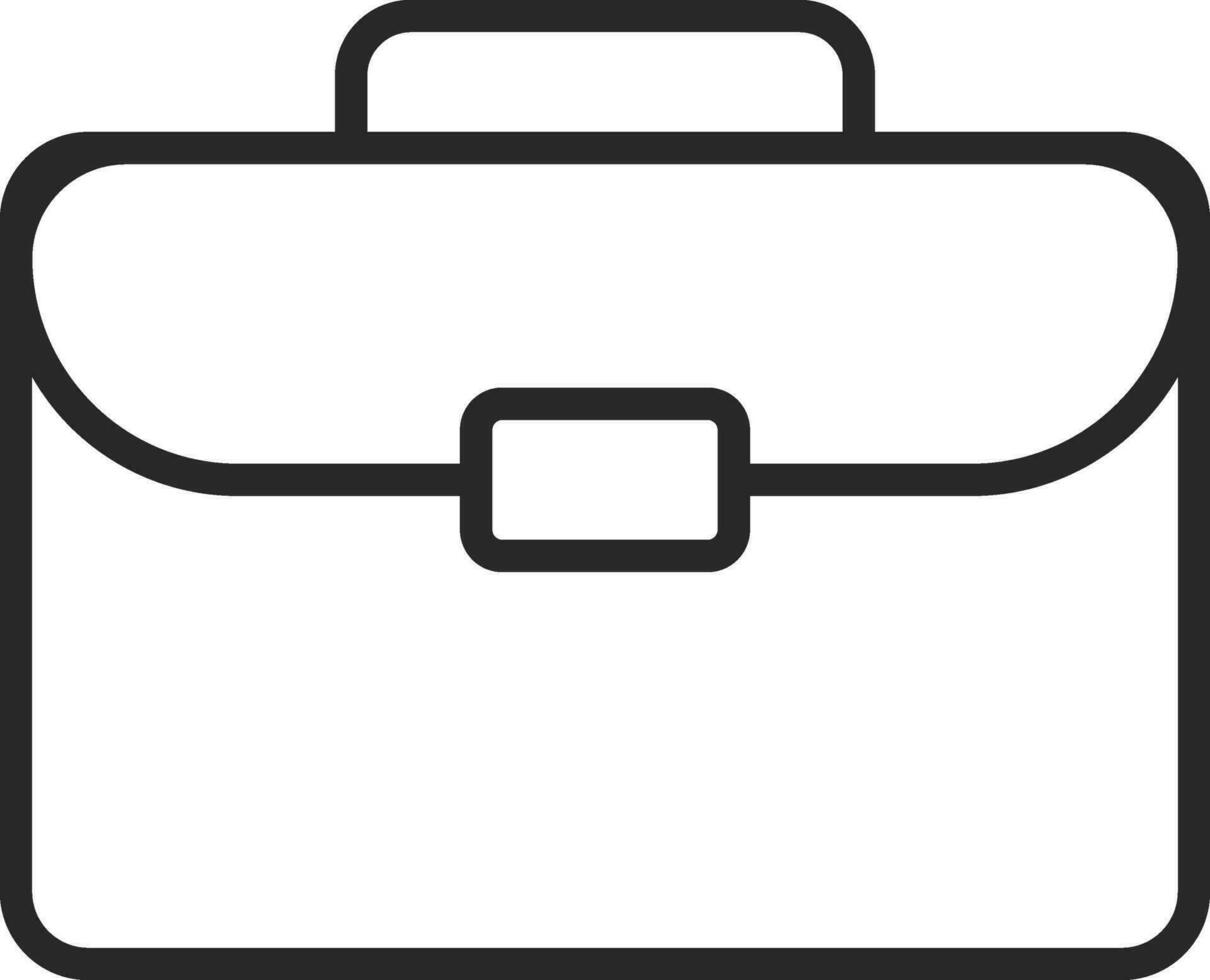 Black Outline Briefcase Icon on White Background. vector