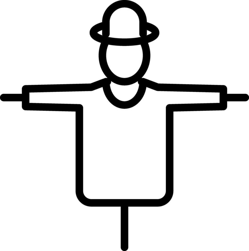 Scarecrow Icon or Symbol in Black Line Art. vector