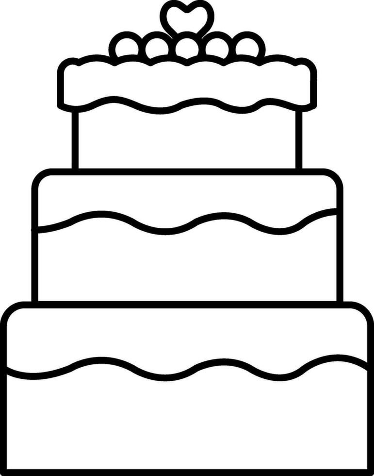 Flat Style Cake Icon In Thin Line Art. vector