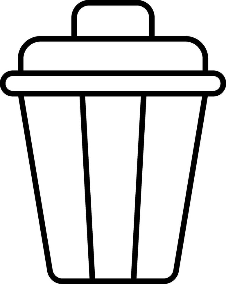 Flat style dustbin icon in thin line art. vector