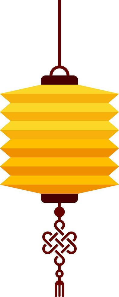 Paper Chinese Lantern in Yellow and Brown Color. vector