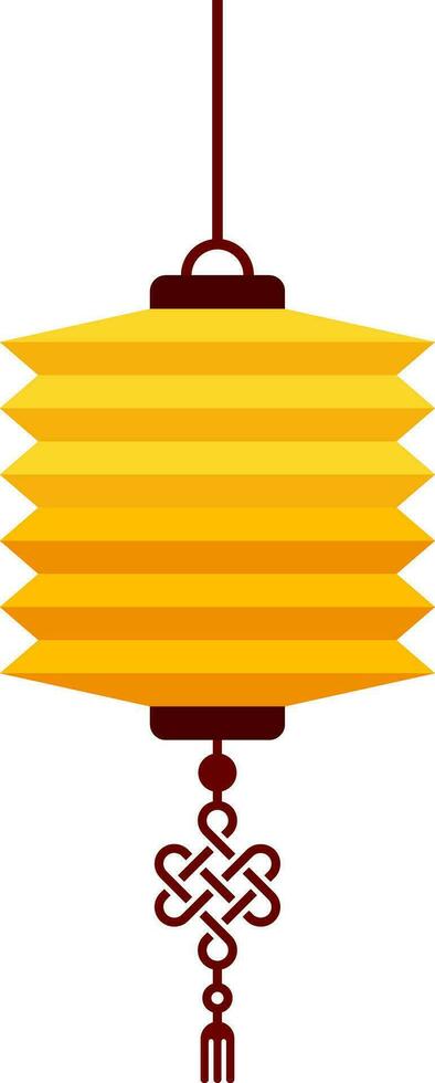 Paper Chinese Lantern in Yellow and Brown Color. vector