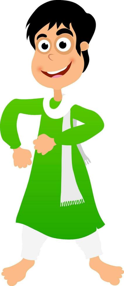 Illustration of a boy in green and white outfits. vector