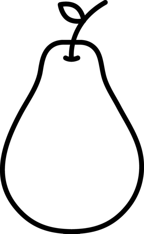 Pear icon in black line art. vector