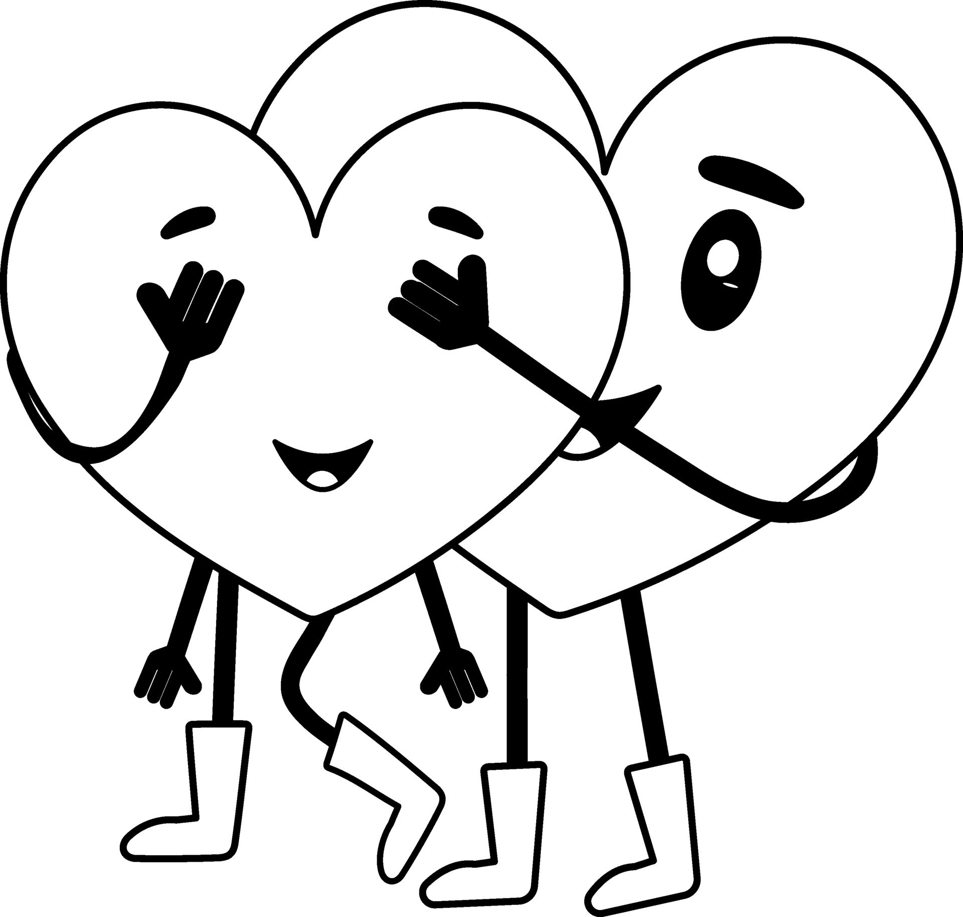 Vector Illustration Of Cartoon Heart Closing To Lover Eyes In Black And