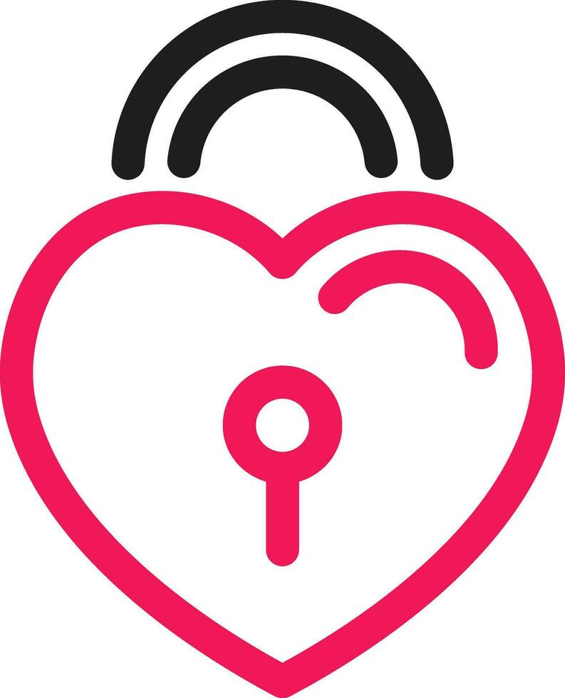 Heart Lock Icon in Line Art. vector