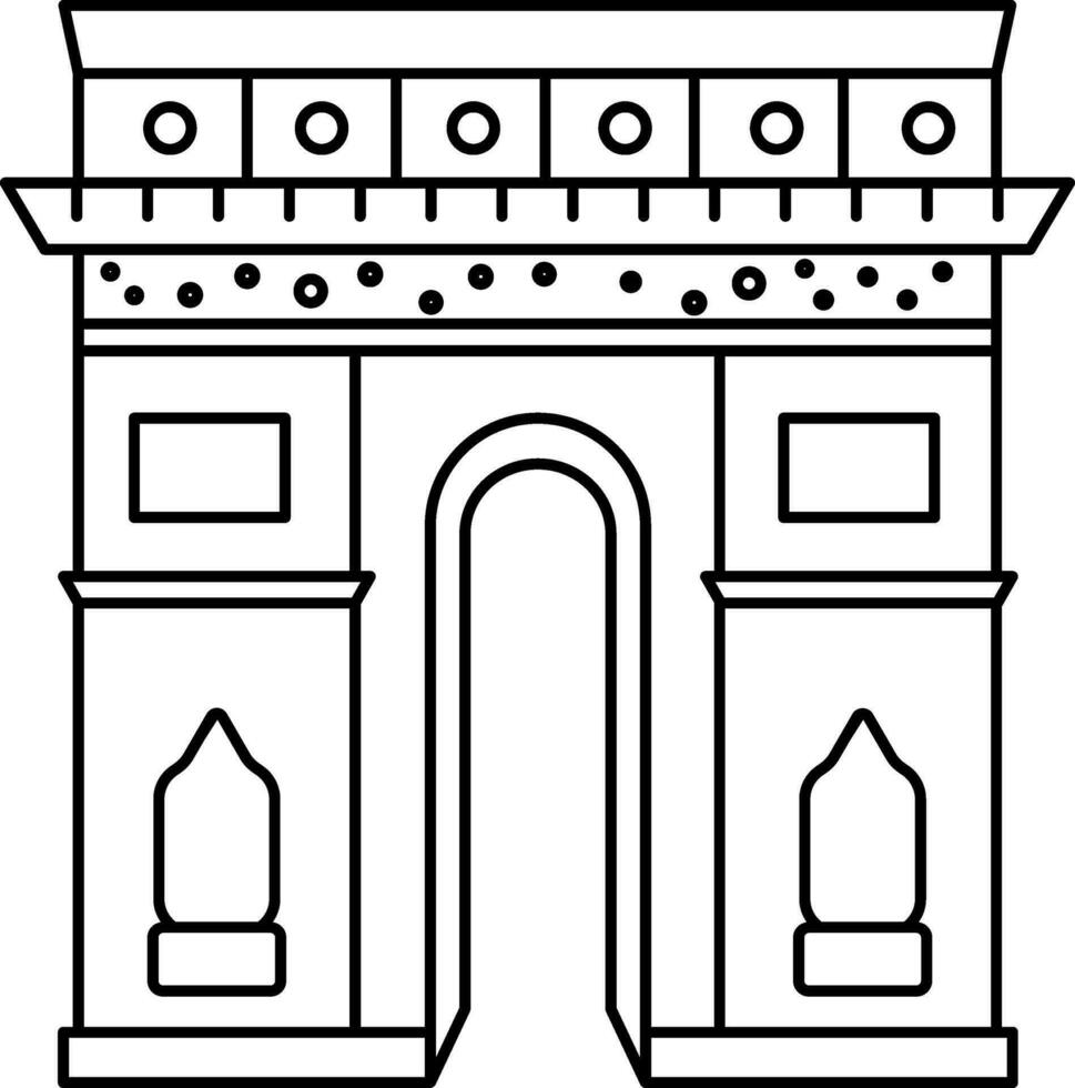 Illustration of Arc De Triomphe Icon Thin Line Art. vector