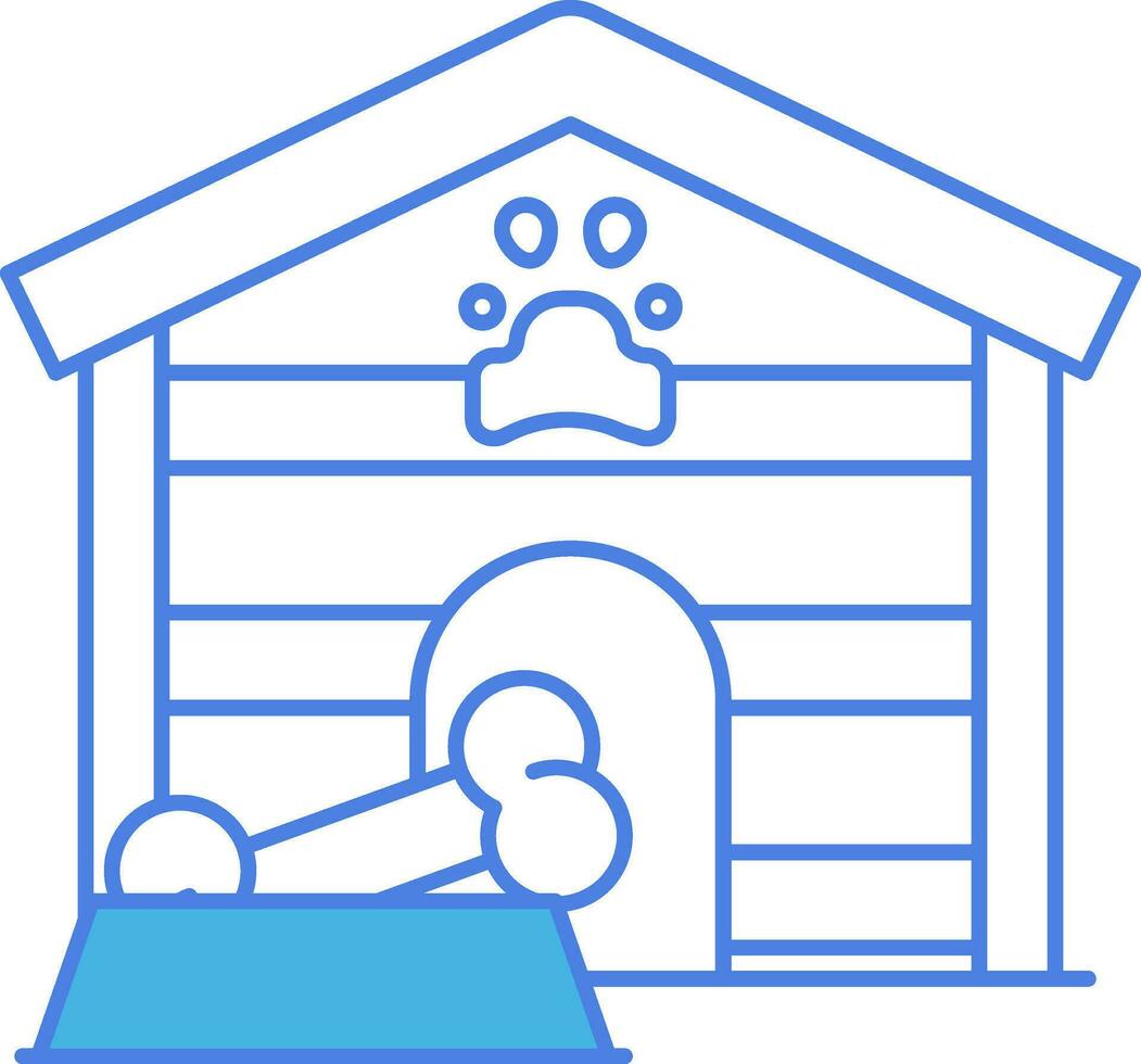 Pet House Icon In Blue Line Art. vector