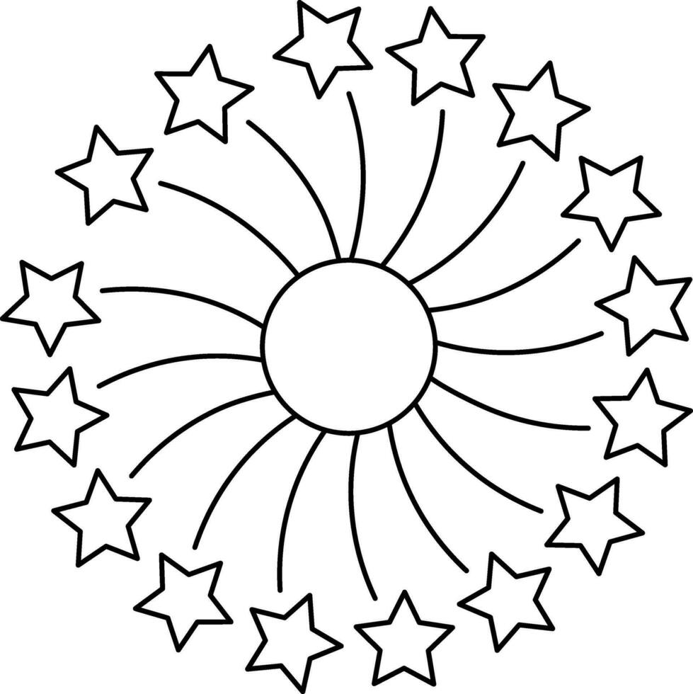 Flat Style Fireworks Icon In Line Art. vector