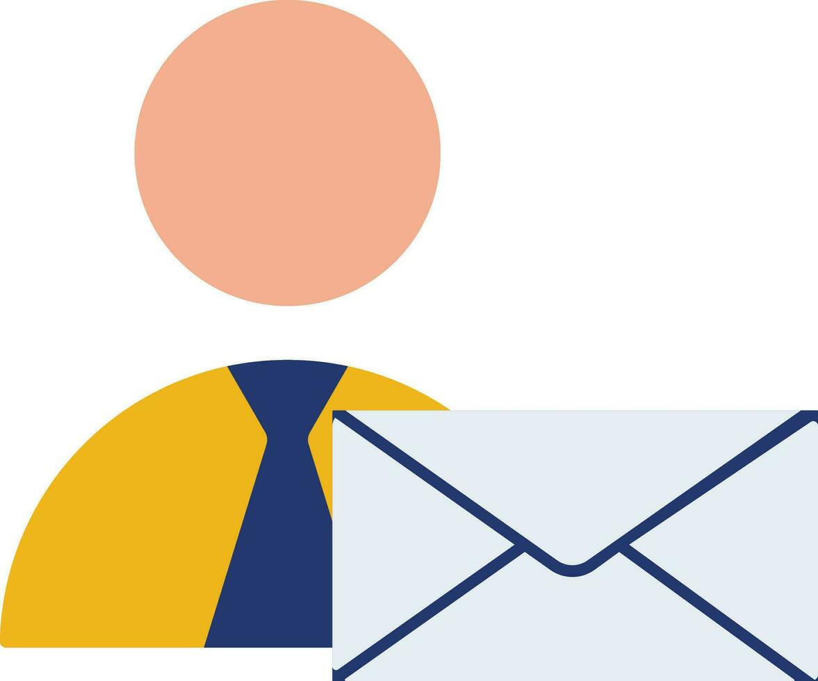 Character of man with envelope. vector