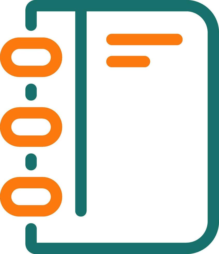 Diary Or Notebook icon in green and orange thin line. vector