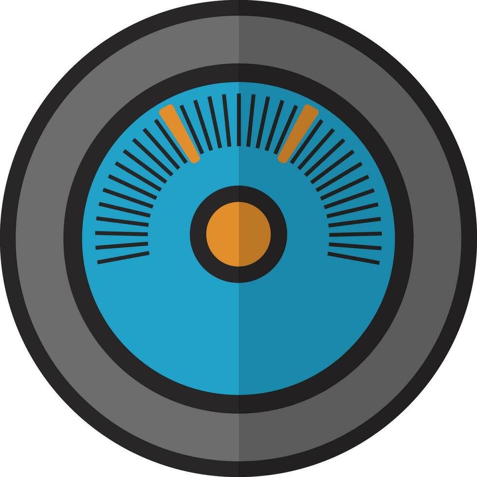 Grey and blue speedometer in flat style. vector