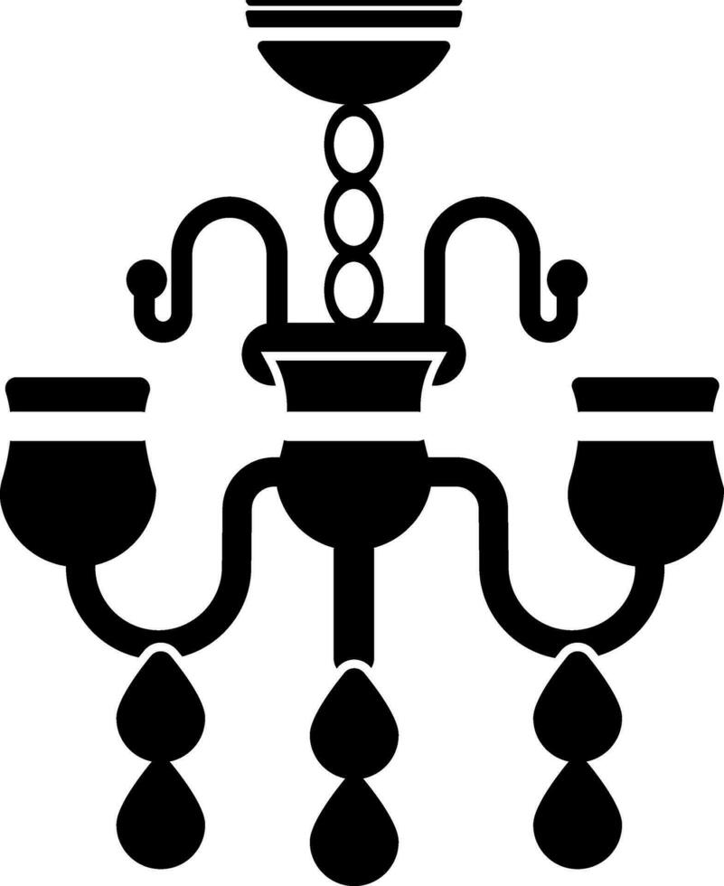 Isolated black and white icon of Chandelier. vector