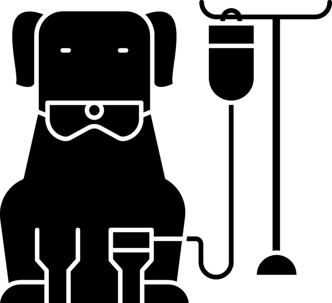 Dog Intravenous Therapy Icon in Glyph Style. vector