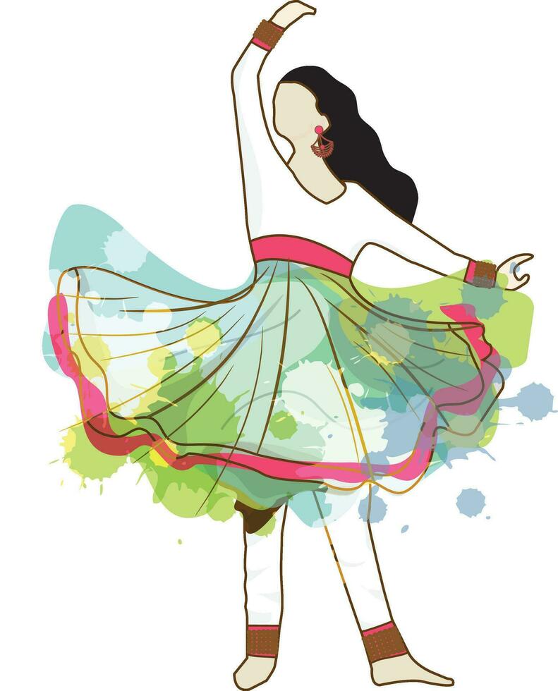 Indian traditional dancing girl character. vector