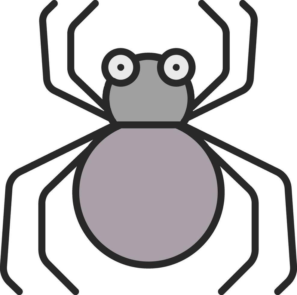 Flat Style Cartoon Spider icon in grey and light purple color. vector