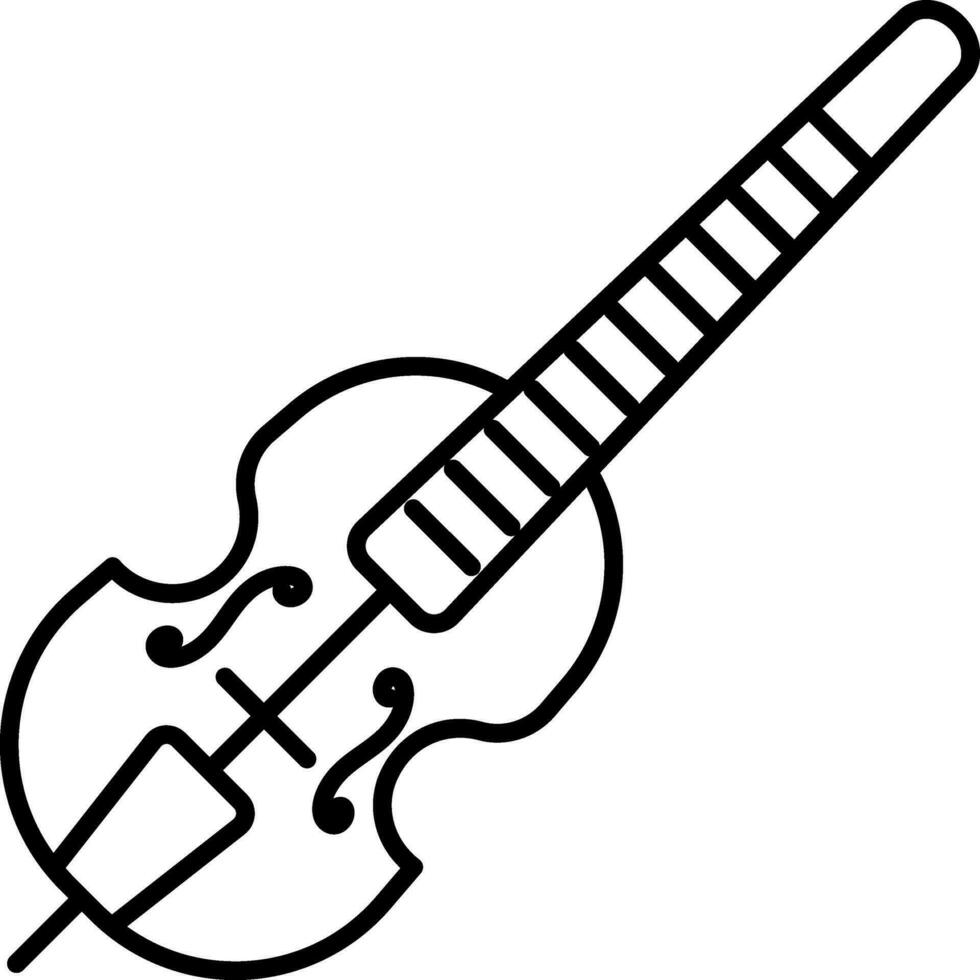 Thin Line Art Illustration of Bass Guitar Icon. vector
