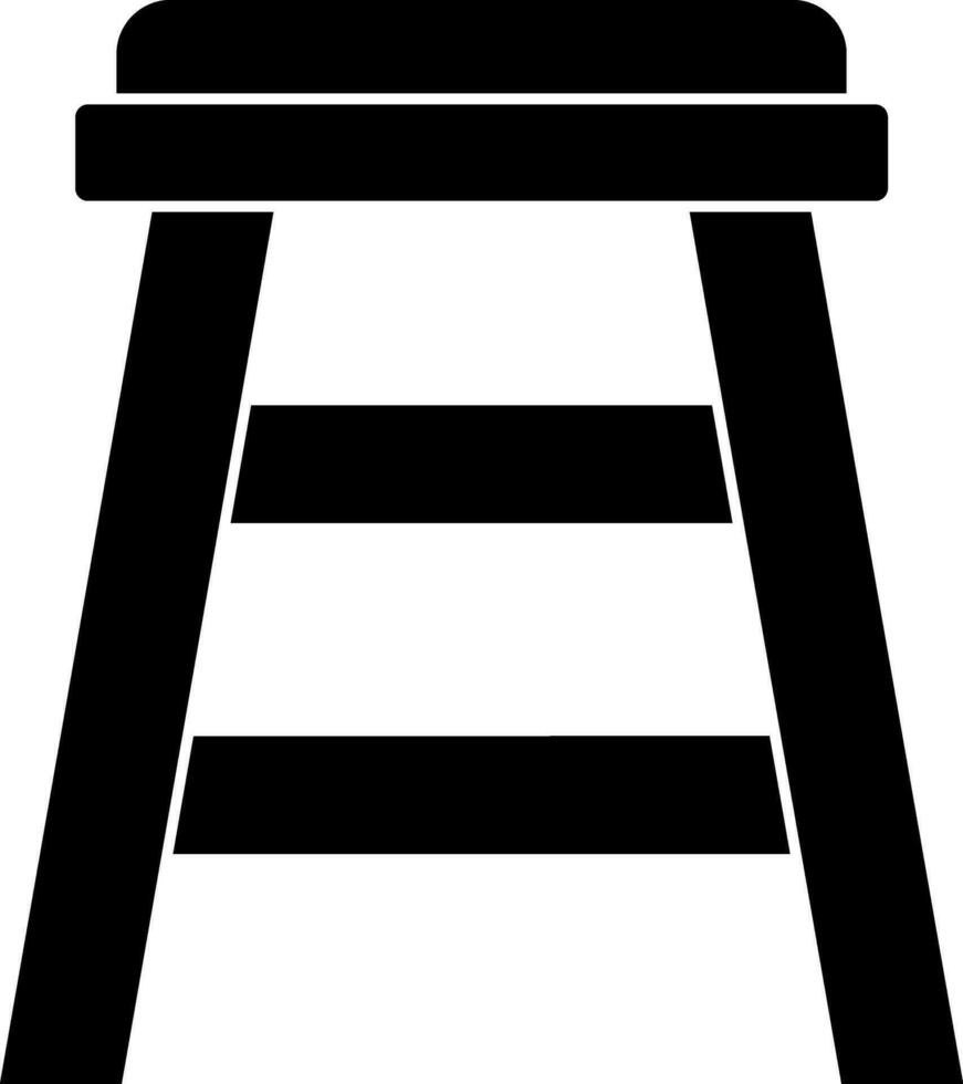 Black And White Color Stool Icon In Flat Style. vector