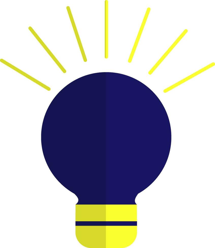 Blue electric bulb with yellow rays. vector