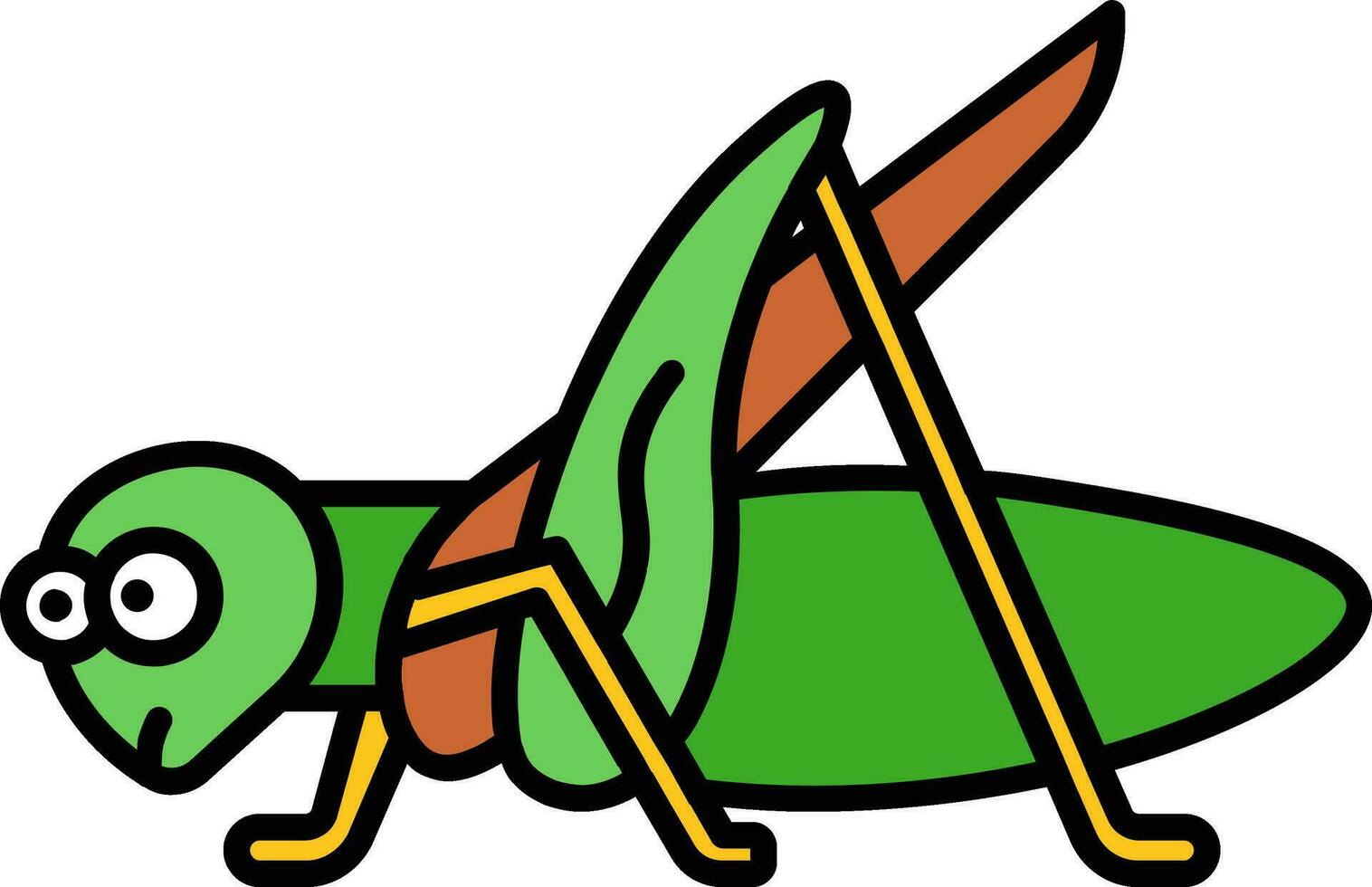 ilustración de saltamontes icono en verde color. vector