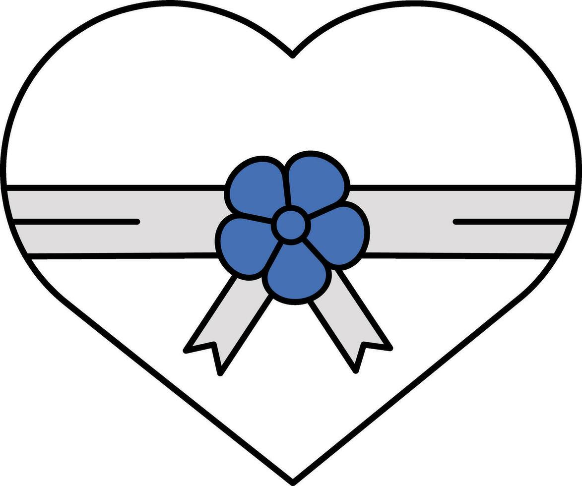 Heart Shape Gift Box Icon In Blue And White Color. vector