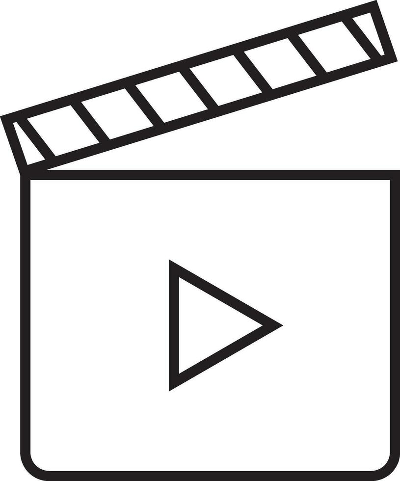 Isolated clapperboard in black line art. vector