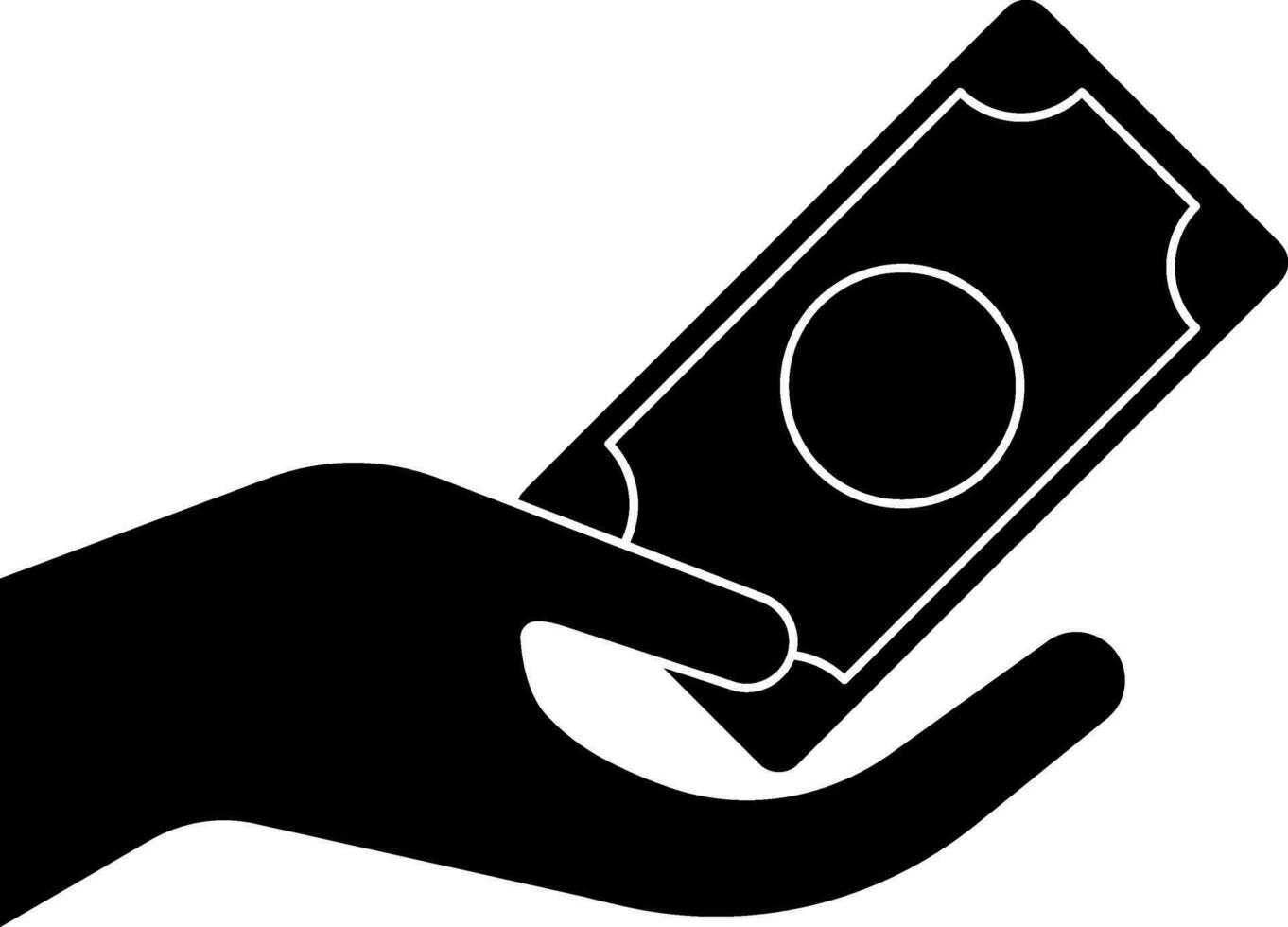 Black and white money on hand. vector