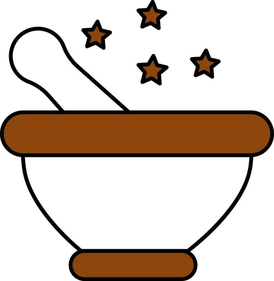 Magic Potion Bowl Icon in Brown and White Color. vector