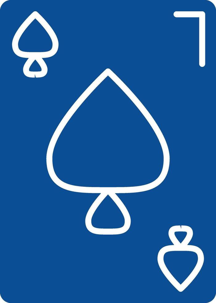 Ace of Spade Card Icon In Blue And White Color. vector