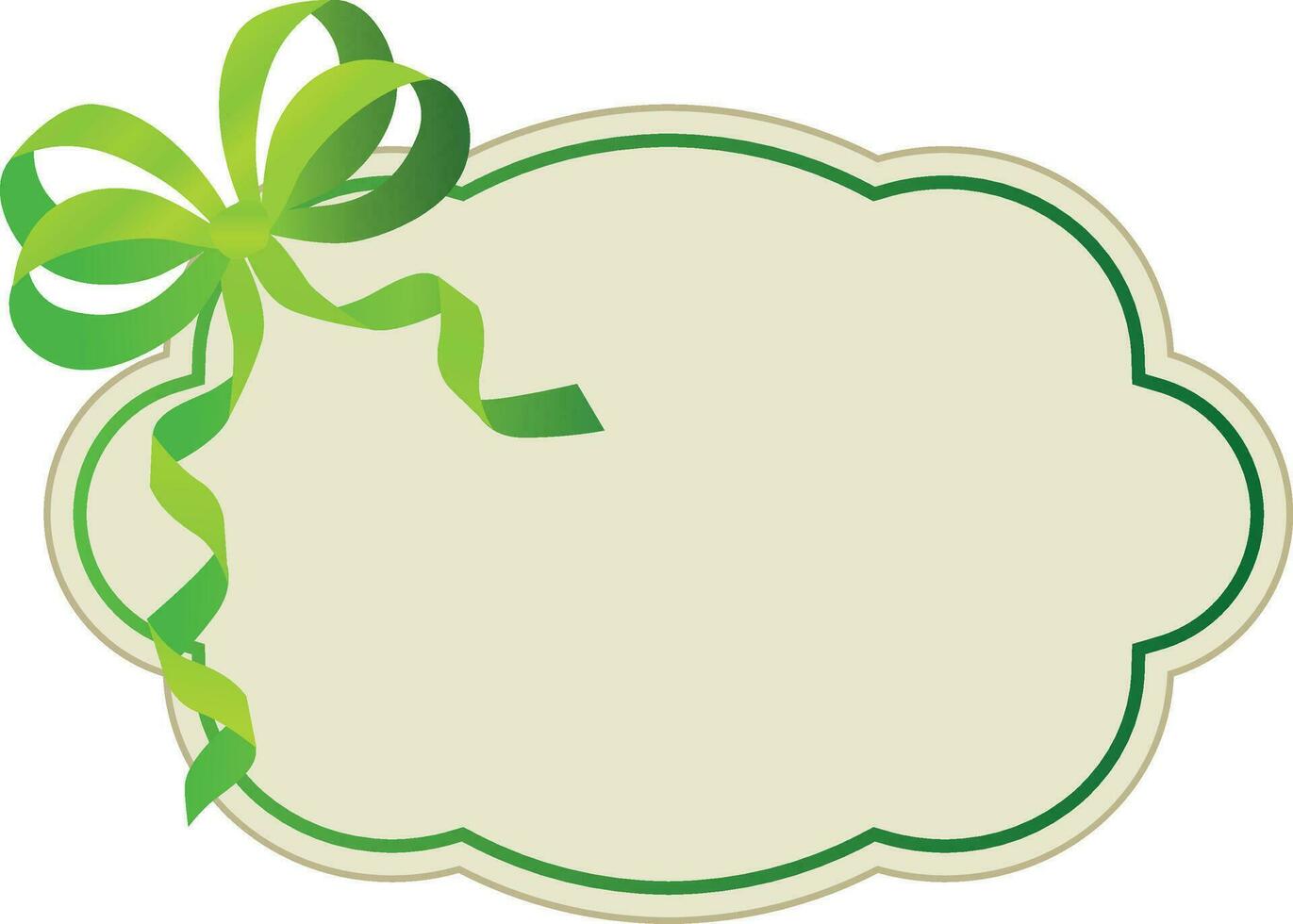 Glossy green bow ribbon decorated blank frame. vector