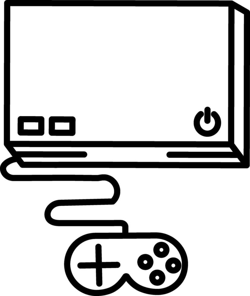 Monitor with Gamepad Icon in Black Outline. vector