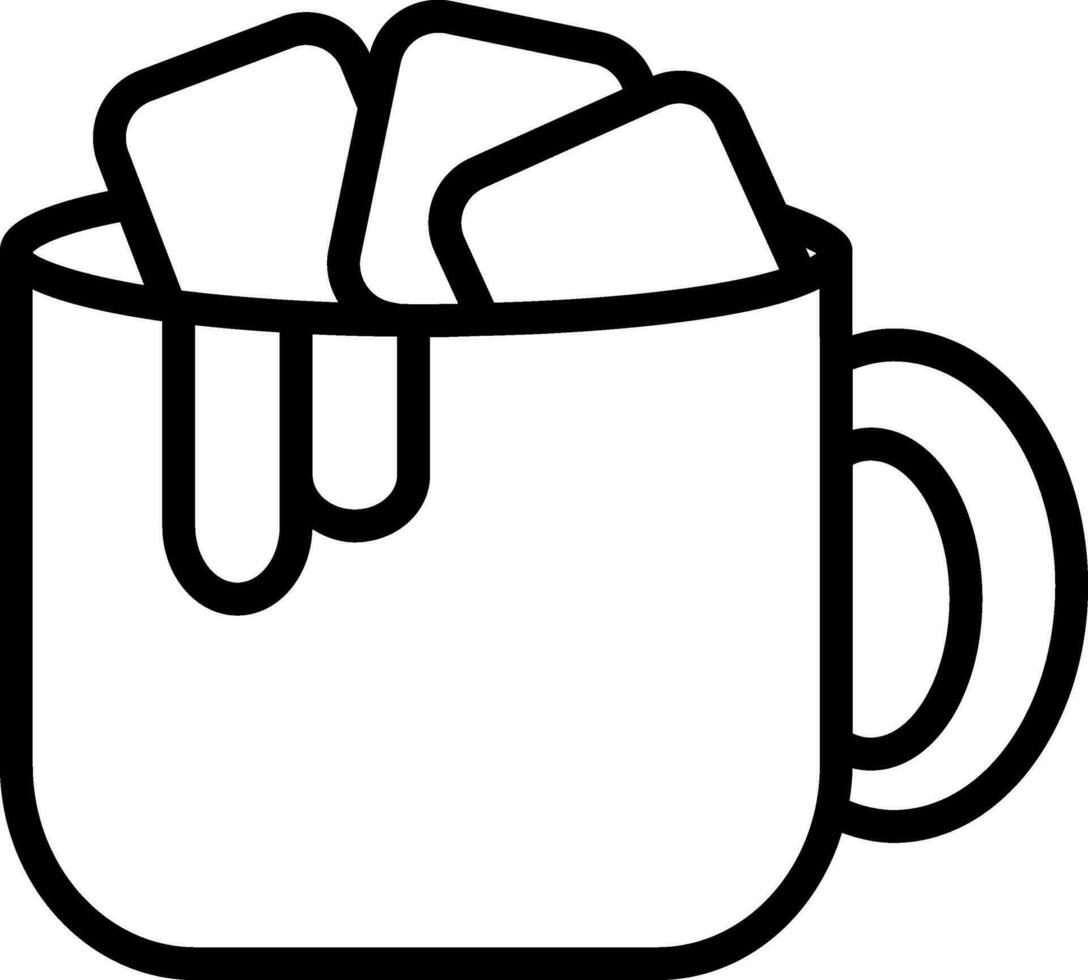 Marshmallow in Cocoa Cup Icon. Line Art Sign or Symbol. vector