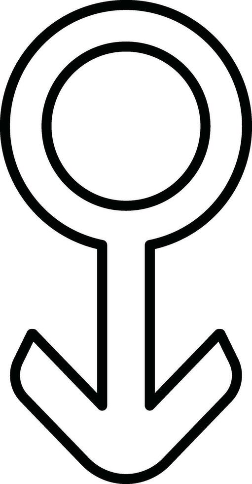 Male gender symbol in black line art. vector