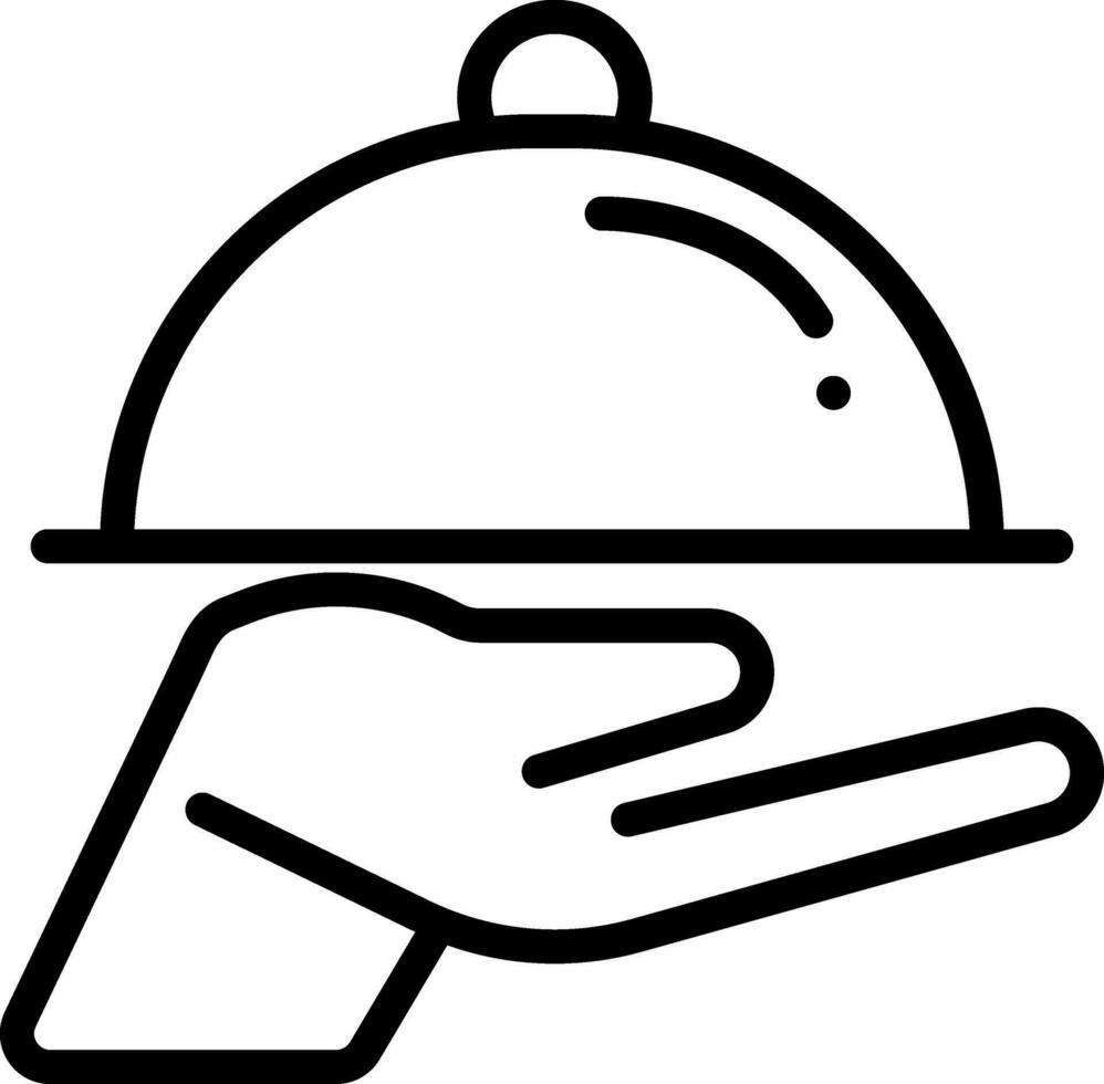 Serving Food Icon in Black Line Art. vector